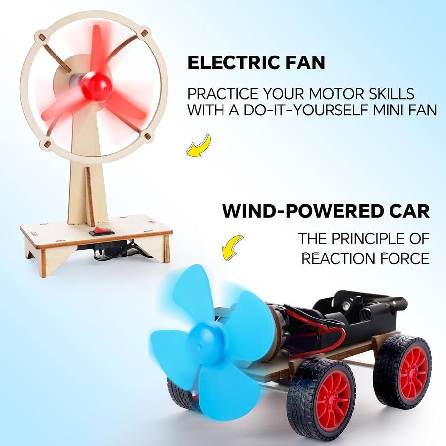 four solar and wind powered wooden stem models view 3