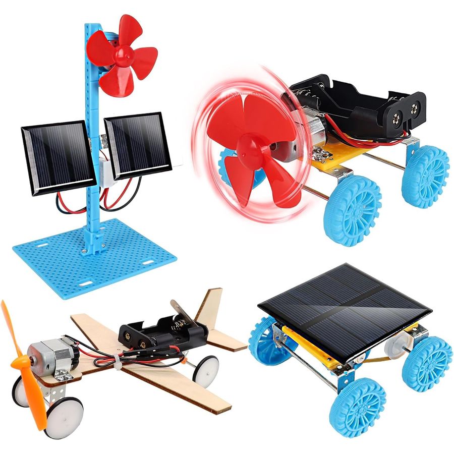 solar powered fan and car stem kit with blue wheels