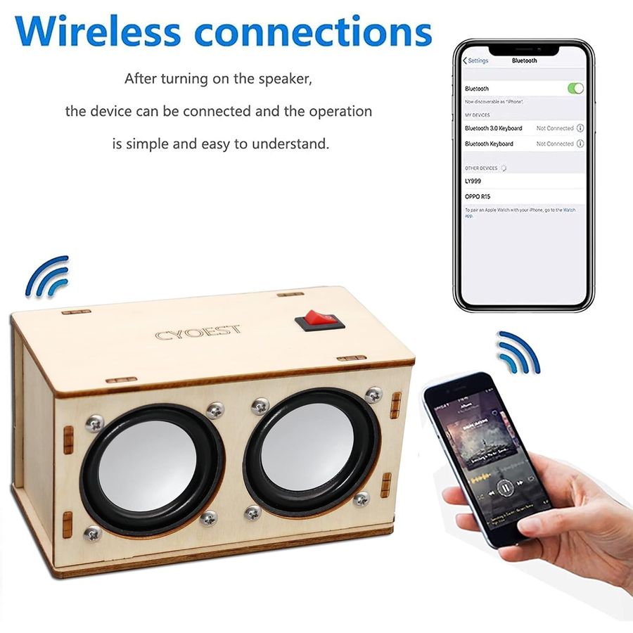 plywood twin speaker kit with amplifier board and battery box view 5