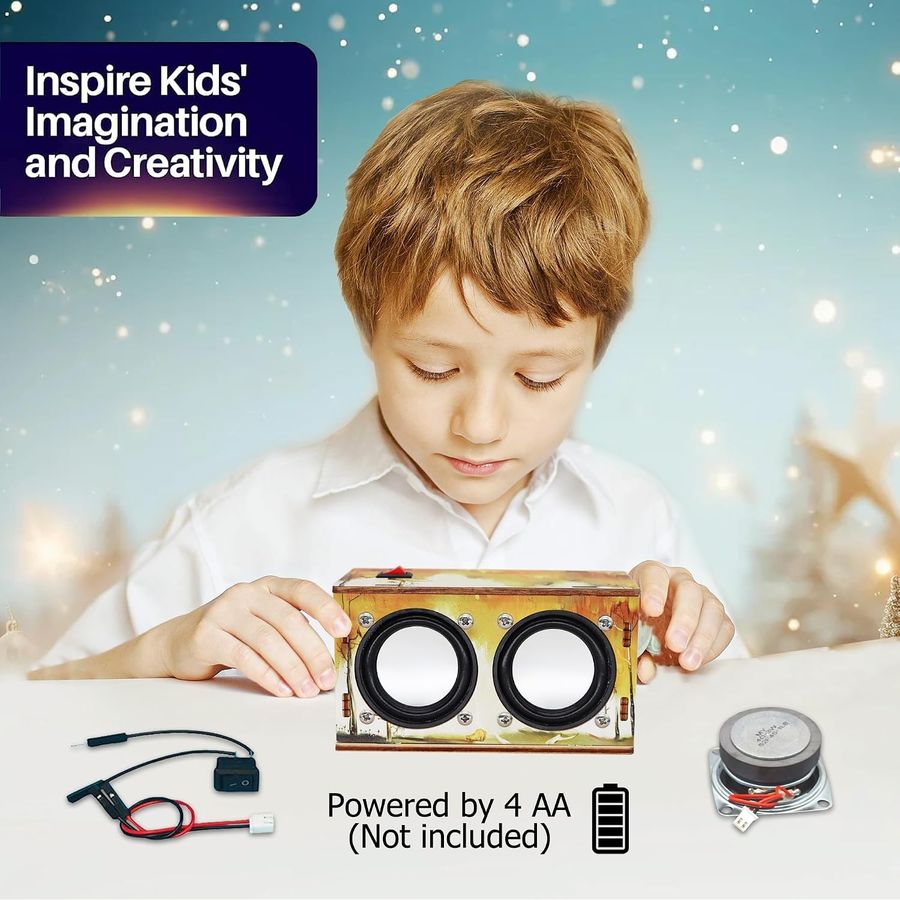 printed wooden bluetooth speaker kit with two drivers view 6