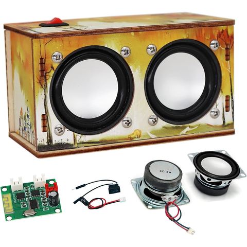 printed wooden bluetooth speaker kit with two drivers