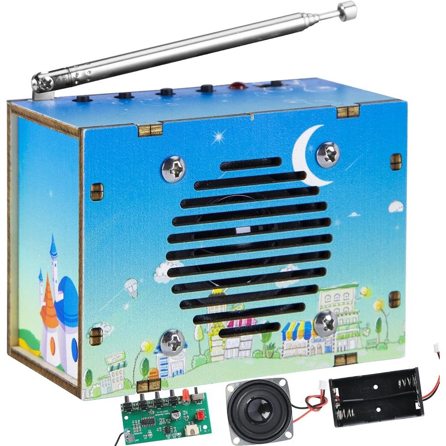 blue printed diy fm radio kit for kids