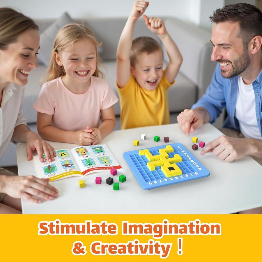 pixel art peg board kit with colored cubes for kids view 5