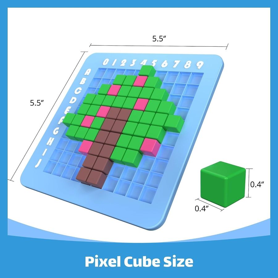 pixel art peg board kit with colored cubes for kids view 6