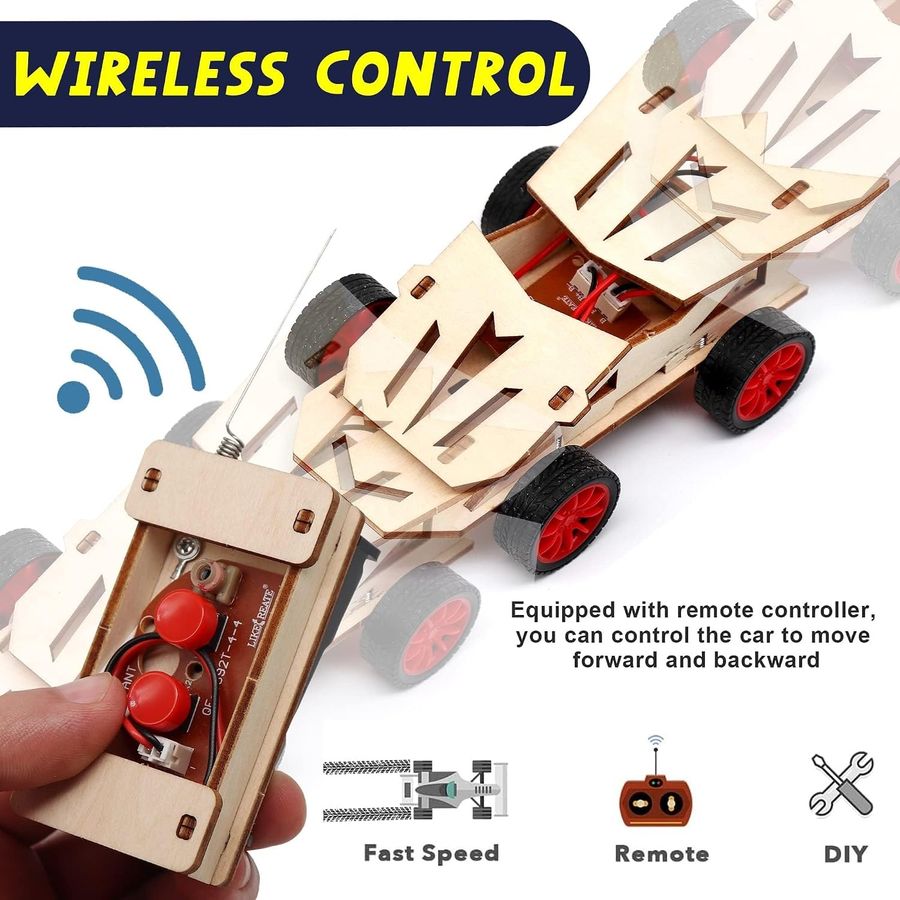 wooden remote control car and solar car kit view 2