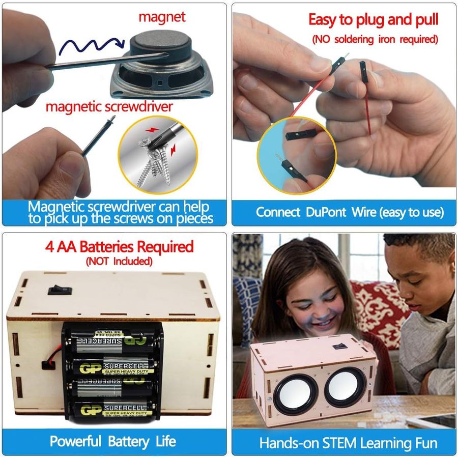 laser cut wooden bluetooth speaker kit with magnetic screwdriver view 6